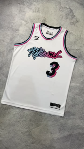 Jersey Dwyane Wade Miami Heat 3 PUTIH WHITE GRADIENT VICE - Swingman Bola Basket NBA Baju Kaos T-Shirt Tshirt Atasan Costum Kostum