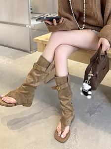 Giày Bốt Ống Quần Ống Cao Kẹp Ngón Kiểu Mới Mùa Hè Pierre Shishen Giày Ống Quần Hot Girl Giày Cao Bồi Miền Tây Ngọt Ngào Mát Mẻ Đường Phố