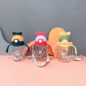FH-C919 Botol Air Minum Anak 350ML Karakter Kepala Kipas dengan Sedotan BPA FREE / Tempat Minum Anak