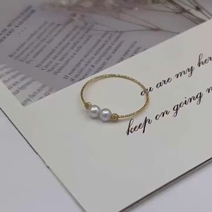 18k Gold Pawnable Saudi Gold Original Pearl Ring with Adjustable Opening Women Fashion Rings