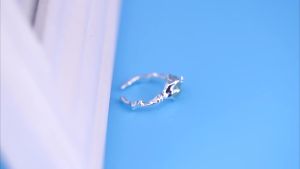 Nhẫn Tre Mạ Bạc 925 Sterling Dành Cho Nữ Thiết Kế Không Đều Phong Cách Cổ Điển Trang Sức Ngọc Bích Quà Tặng Nhẫn Cưới Kiểu Dung Nham Lỏng