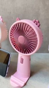 Kipas Angin Tangan Mini Portable Stand HP Berdiri Dengan Baterai Cas Genggam USB Charger