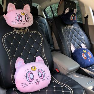 Cute Car Headrest Plush Chicken Anime Cat Automobile Lumbar Support Pillow Car Seat Belt Shoulder Cover For Winter