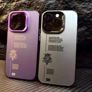B-Belgian passport Phone Case For iPhone 17 16 15 14 13 12 11 Pro Max Designer Matte Laser Aurora Funda Phone Case
