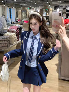 DUOMIAOTU | Autumn Korean Style JK Uniform British College Style Dress Set