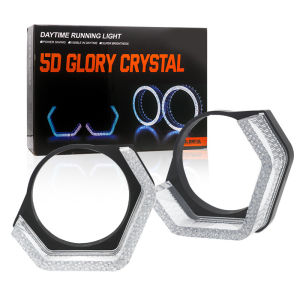 Đèn LED Angel Eyes Halo Ring 5D Crystal WRGB 2.5 3 5D Cho Đèn Pha Ô Tô Kiểu Chữ Nhật Tích Hợp Đèn Xi Nhan Điều Khiển Bằng Ứng Dụng Lắp Chung Được Cho Nhiều Loại Xe