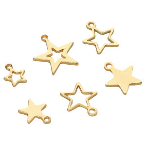 10pcs 14K Gold Plated Fashion Brass Star Pendants Charms Pendant for Earring Necklace Bracelet Jewelry Making Findings