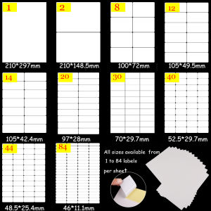 UUMIR 5 sheets Printer Splitting A4 Stationery White Stickers Tag Package Label Self Adhesive Sticky