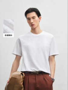 Jack Jones | Casual Breathable Textured Jacquard Fabric T-Shirt Short Sleeve Top
