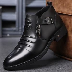 NUDANLAI | New Leather Boots Men Zipper Design Spring Autumn Business Casual Stylish