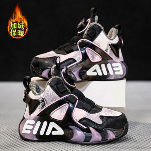 รองเท้ากีฬาเด็กผู้หญิง ฤดูหนาว 2023 รองเท้าวิ่งกันลื่น พื้นยาง รองเท้าเด็กผู้หญิง รองเท้าหนัง PU รองเท้าเด็กผู้ชาย รองเท้าเด็ก