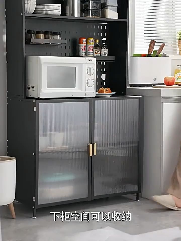 Multifunctional kitchen storage rack | Floor-standing sideboard storage cabinet | Multi-layer carbon steel storage cabinet | Rak Kabinet Dapur