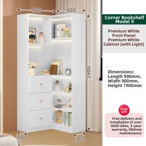 MUCONG | Creamy Tone Corner Bookshelf Shelving Unit