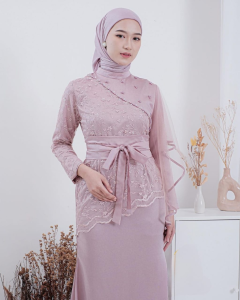 Aura Dress Bahan Silk Mix Brukat Gamis Wanita Terbaru 2024 Viral Dress Kondangan Wanita Elegan Hijab
