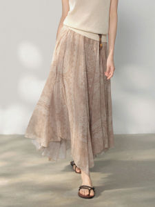 Retro Style Irregular Hem Flowy Skirt
