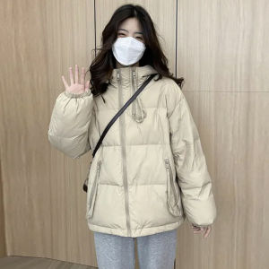 Winter Jacket Womens New 2025 Padded Cotton Coat Loose plus Size Hooded Short Bread Style Thickened Korean Version Zipper Closure Long Sleeve