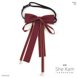 Bow Tie Shirt Female JK Black Ribbon Ribbon British College Style Punch-Free Student Graduation Photo Shirt Easiest for Match Accessories