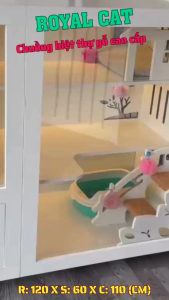 CSL01- NHÀ GỖ CAO CẤP CHO 3-4 BÉ MÈO TÍCH HỢP QUẠT ĐÈN LED BÀN CÀO MÓNGBÁNH XE CÓ KHÓA-ROYAL CAT