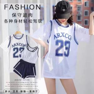 Bộ Đồ Bơi Nữ Thể Thao Mới Che Bụng Chống Nắng Dành Cho Học Sinh Quần Đùi Áo Ngực Có Đệm Quần Đùi Cạp Thấp Đồ Bơi Mùa Hè