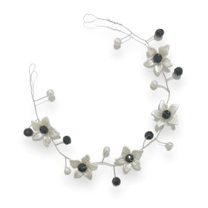 Irene Lily Pearl Crystal Headpiece Hijab Friendly Hairpiece Hiasan Mahkota Rambut Bunga Lily Kristal Mutiara Pesta