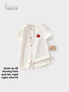 banjixiaoke | Bodysuit Bé Tay Ngắn Màu Đơn Sắc Chất Liệu Nhẹ