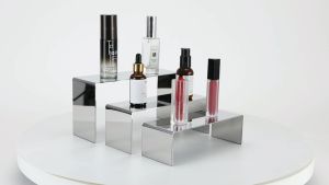 Display Tangga Set Isi 3pcs Stainless Rak Produk Untuk Sepatu Tas