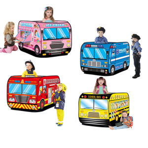 Hot Childrens Indoor Cosplay Tent Popup Play Tent Baby Toy Outdoor Foldable Playhouse Fire Truck Police Car icecream Store School Bus car kids Game House Bus shape play House