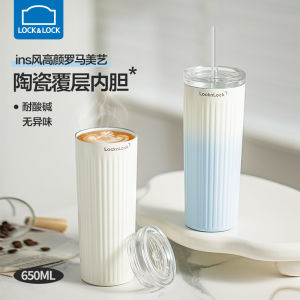 แก้วมือถือรักษาอุณหภูมิ Lock N Lock สำหรับผู้หญิง ความจุขนาดใหญ่ แก้วดินเผาสแตนเลส ดีไซน์ INS ใหม่ 2025 ป้องกันการรั่วไหล