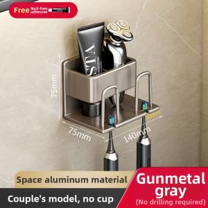 Wall-mounted Toothbrush Holder Organizer No-drilling Tooth Cup Storage Set