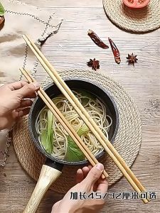 1Pair Long Hot Pot Fried Chopsticks Home Non-slip Lo Mein Chopsticks Kitchen Solid Wood for Cooking Hot Pot Extra Long Beech Wooden Noodles Kitchen Cooking Frying Chopsticks For Home Kitchen