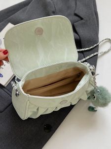 Fashionable Folded Chain Strap Small Crossbody Bag with Hidden Pocket Stylish Compact Purse for Youth Soft PU Leather Wallet