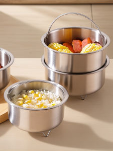 Food Grade 304 Stainless Steel Steaming Bowl with Handle Slow Cooker Stewing out of Water For Home Steamed Steamed Egg Custard Boiled Eggs Small Soup Jar Pots