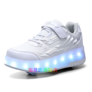 Flashy Four-Wheel Transformable Shoes for Children with Lights Walking And Skating Wheels Adjustable Design Kids High Aesthetic Value