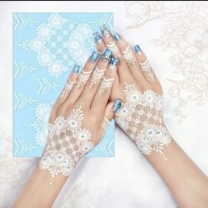 HENNA INSTAN PUTIH 1 PCS(UNTUK SEPASANG TANGAN) FREE GLITER MANIK MANIK LEM KULIT HENNA WEDDING HENNA TEMPEL