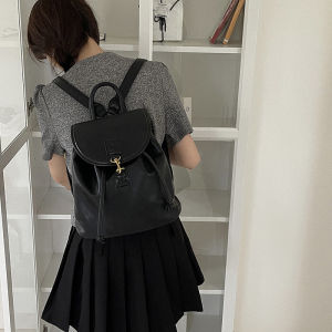 IELGY Ba lô nữ phong cách preppy Đen sức chứa lớn cho học sinh ĐI lại túi