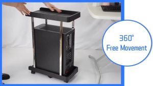 3 Layers CPU Stand Heavy Duty 2-Tier CPU Holder Desktop Computer Tower Stand &6 Universal Wheels