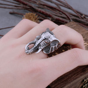 316L Stainless Steel Elephant Ring Mens Creative Fashion Hip Hop Punk Biker Ring Animal Shape Jewelry Gift