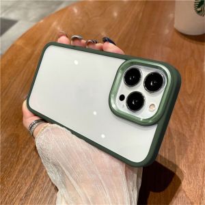 🇹🇭 TOP iPhone Case เคสไอโฟน11 ไอโฟน ขอบสีผิวด้าน เคส โทรศัพท์มือถือแบบแข็ง ใส สําหรับ iPhone 11 12 13 14 Pro ProMax Plus Case