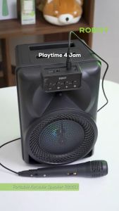 Robot RB350/ RB700 Speaker Bluetooth Karaoke Speaker driver 8 Inch with Wired Microphone Bluetooth5.3 Driver 6.5mm Inch RGB Colorful lights 4 Jam Playtime -  Mendukung pemutaran musik dari kartu TF USB 3.5mmAUX dan Bluetooth Garansi Resmi 1 Tahun.