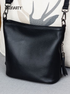 กระเป๋าถือทรงถังหนังแท้ความจุขนาดใหญ่สำหรับผู้หญิง กระเป๋าสะพายไหล่ข้างเดียวแบบสะพายข้าง กระเป๋าถือทรงถังหนังวัวชั้นบน