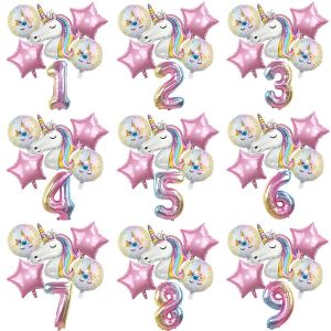 Color Unicorn Aluminum Film Balloon Color Number Suit Kids Birthday Photo Celebration Party Decoration Scene Layout