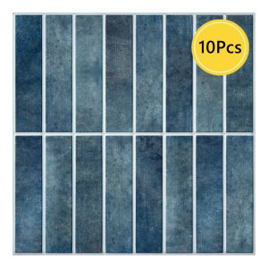 1/10pcs 3D Decorative Wall Panels Self-adhesive 3D Green Tile Stickers for Kitchen and Bathroom Water Mold Resistant 30x30cm