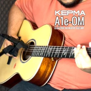 Kepma A1e-OM  Series Solid Sitka Spruce Top OM Body Acoustic Guitar  LR Baggs Stage Pro Anthem Pickup w Case A1e-OM-N