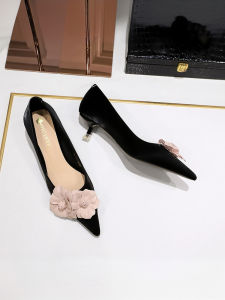 Giày Đế Bằng Mũi Nhọn Họa Tiết Hoa Thanh Lịch Cho Nữ Mùa Xuân Thu Công Sở Tiệc Cưới Giày Cao Gót Mũi Nhọn Đế PU