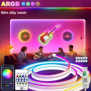 1-5M 5V RGB Dây Đèn LED Ánh Sáng Chống Nước Đồng Bộ Nhạc Đèn Đổi Màu Cho Tường Phòng Chơi Game Tiệc Truyền Hình-Ánh Sáng Dải Neon