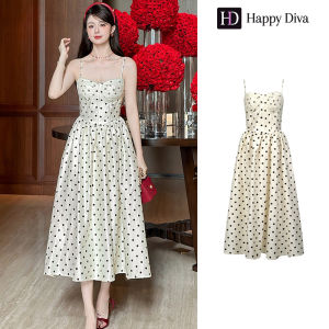 Happy Diva 2025 Womens Summer Dress Suspenders polka dot dress Casual Dress Wedding Formal Party Dress Birthday Party Evening Dress (Apricot) 9783