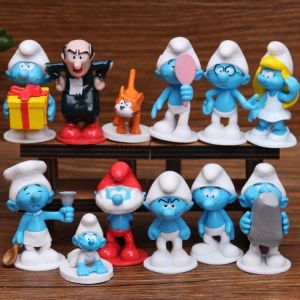 【Available 】Toystoryshop 12Pcs/pack 10cm the Smurfs Action Figures for Kids Birthday cake topper decoration collectibles Smurf with Present models toys for Children toys set gift for kids