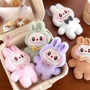 Cute Labubu Plush Doll Keychain Childrens Toy Gift Cartoon Overalls Small Sheep Doll Key Ring Car Bag Pendent Ornament Birthday Gift