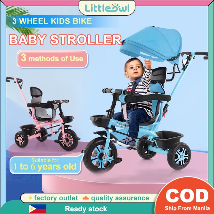 New 4-in-1 Kids Tricycle Stroller with Push Handle, Safety Belt, and