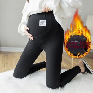 Warm Cotton Pregnant Women Leggings Fleece Lined Stretchy